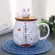 Creative Cartoon Cute Ceramic Mug With Lid And Spoon For Milk Coffee Porcelain Cup Kawaii Rabbit Carrot Heat-Resistant Mugs