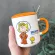 Cartoon Cute Ceramic Cup With Lid And Spoon Office Mug Coffee Cup