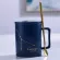 Oussirro 360ml Ceramic Coffee Mugs Constellation Theme Lucky Mug with Lid and Spoon for Friends