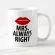 Funny Mr. Coffee Discoloration Mug Set Novelty Mr. Always Right Couple Moustache Lip Humor Anniversary Wedd