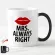 Funny Mr Mrs Coffee Discoloration Mug Set Novelty Mr Right Mrs Always Right Couple Mugs Cup Moustache Lip Humor Anniversary Wedd