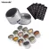 Vieuodis Magnetic Spice Jar Set with Stickers Stainless Steel Spice Tins Spice Storage Contains Pepper Seasoning Sprays Tools