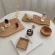 Nordic Style Beech Wooden Spiral Square Shape Jewelry Tray Candle Holder Storage Rack Home Organizer Decoration Accessories