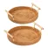 Woven Rattan Basket Tray With Handle Bread Fruit Food Storage Plate For Breakfast Drink Snack Coffee Tea Handmade Storage Tray
