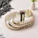 Golden Delicate Jewelry Storage Tray Glass Mirror Base Bedroom Desk Cosmetic Decorative Organize Plate Tray