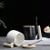 Nordic Style Black White Fat Body Coffee Mug With Wooden Handle And Spoon Modern Style Office Use Water Milk Drinks Mj81410