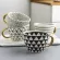 Meiling Creative Hand Painted Big Mugs With Gold Handle Geometry Pattern Ceramic Coffee Tea Milk Cups Irregular Shape Home Decor