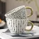 Meiling Creative Hand Painted Big Mugs With Gold Handle Geometry Pattern Ceramic Coffee Tea Milk Cups Irregular Shape Home Decor