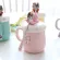 Oussirro Creative Ins Animals Cartoon Mugs Ceramic Cute Cup Cup Cup Office Cup Lid Spoon