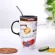 CUT CAT CAT CUP CERAMIC MUG WITH COVER SPOON WATER CUP COUPLE COPLE COPLEE CUP MILK BREAKFAST CUP