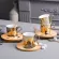 Plating Mirror Reflection Ceramic Coffee Mugs With Wood Dish Tea Cups Creative Drinkware Send Box
