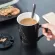 Ceramic Mugs 12 Constellations Creative Mugs With Spoon Lid Black And Gold Porcelain Zodiac Milk Coffee Cup Drinkware