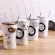 Color Cartoon Milk Coffee Ceramic Mug With Lid Spoon Cup 400ml Cute Cat Heat-Resistant Cup Kitten Children Cup Office S