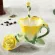 Best 3D Rose Shape Flower Enameic Coffee Tea Cup and Saucer Spoon High-Grade Porcelain Cup Creative Valentine Design