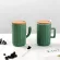 270ml Wooden Lid Ceramic Water Cup with Spoon Green Cactus Mug with Handle Creative Milk Coffee Cup Juice Office Water Cup