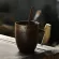 260-300ml Creative Ceramic Coffee Mug Tumbler Rust Glaze With Wooden Handle Tea Milk Beer Water Cup Home Office Drinkware