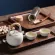 Square/Round Storage Plate Wooden Coasters Tray for Drinks with Water Storage Function Nature Walnut Tray Kitchen Tableware