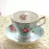 European Style Coffee Cup Set with Saucer Black Tea Bone China Butterfly Rose Pattern Mugs