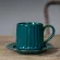 Art Retro Roman Embossed Ceramic Coffee Cup and Saucer Japanware White Pattern Hanging Ear Pull Flower Latte Cup