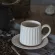 Art Retro Roman Embossed Ceramic Coffee Cup and Saucer Japanware White Pattern Hanging Ear Pull Flower Latte Cup