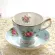 European Style Coffee Cup Set with Saucer Black Tea Bone China Butterfly Rose Pattern Mugs