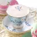 European Style Coffee Cup Set with Saucer Black Tea Bone China Butterfly Rose Pattern Mugs