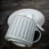 Art Retro Roman Embossed Ceramic Coffee Cup and Saucer Japanware White Pattern Hanging Ear Pull Flower Latte Cup