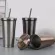 16OZ 304 Stainless Steel Auto Coffeetea Vacuum Mug Travel Straw.