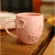 Eco-Friendly Ceramic 3D Cherry Blossoms Coffee Mug Pink Exquisite Tea Mug with Spoon Kawaii Handmad Milk Water Cup Birthday