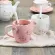 Eco-Friendly Ceramic 3D Cherry Blossoms Coffee Mug Pink Exquisite Tea Mug with Spoon Kawaii Handmad Milk Water Cup Birthday