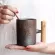 Japanse-Steyle Vintage Ceramic Coffee Mug Tumbler Rust Glaze Tea Milk Beer Mug with Wood Handle Water Cup Home Office Drinkware