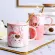 Love Coffee Cup Ceramic Mug Friends Travel Mugs Cute Cat Foot Porcelain Couple Mug Pink