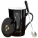 Ceramic Mugs 12 Constellations Creative Mugs With Spoon Lid Black And Gold Porcelain Zodiac Milk Coffee Cup Drinkware
