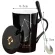 Ceramic Mugs 12 Constellations Creative Mugs With Spoon Lid Black And Gold Porcelain Zodiac Milk Coffee Cup Drinkware
