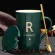 Creative Last Name Letter Ceramic Water Cup Mark Cup With Lid Spoon Couple Cup Customizable Logo Coffee Milk Cup