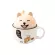 With Cover Cute Dog Cat Claw Coffee Tea Mug Cherry Double-Layer Ceramic Juice Cup Transparent Pink Milk Mug Water Cup