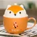 350ml Ceramic Mugs Cute Animal Chindren Breakfast Coffee Milk Mug with Cover Cup Fox Puppy Kitten Raccoon Piggy Polar Cup