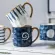 350ml Japanse Ceramic Water Cup Mug with Spoon Creative Cup Office Tea Cup Cup Cup Large Capacity Household