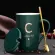 Creative Last Name Letter Ceramic Water Cup Mark Cup With Lid Spoon Couple Cup Customizable Logo Coffee Milk Cup