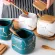 Creative Nordic Marble Pattern Ceramic Kitchen Seasoning Tank Set Salt Shaker Spice Jar With Wooden Cover Kitchen Accessories