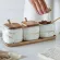Creative Nordic Marble Pattern Ceramic Kitchen Seasoning Tank Salt Shaker Spice Jar with Wooden Cover Kitchen Accessories