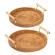 Rattan Handwoven Round High Wall Seveling Tray Food Storage Platters Plate Over Handles for Breakfast Drink Snack for Coffee Tea
