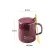 Oussirro 470ml Lovely Ceramics Milk / Coffee Mugs with Cover and Spoon Pure Color Mugs Cup Kitchen Tool