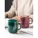 Oussirro 470ml Lovely Ceramics Milk / Coffee Mugs with Cover and Spoon Pure Color Mugs Cup Kitchen Tool