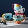 480ml Vintage Floral Pattern Mugs Ceramic Coffee Tea Cup Hand Painted Milk Milk Mugs Large Capacity Mark Art Creative Drinkware