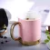 Wourmth Modern Style Mugs Porcelain Couple Coffee Cup Black Tea Cup Mug Creative Golden Handle Cup Office Tea Cup 380ml