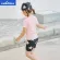 Pink girl swimwear A collection of hats, water, rings, arms