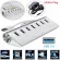 7 Port Aluminum USB 3.0 Hub 5Gbps High Speed ​​Docking Station AC Power Adapter Support USB 2.0 For PC Lap Mac MacBook
