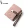 Fashion FeMale Wallet Short Leaf Print Women Wallet Lady Small Nubuck Leather Purse Girl Card Holders Wallet with Wrist Strap