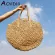 ROUND STRAW Beach Bag Vintage Handmade Wen Oulder Bag Raffia Circle Rattan Bags Bohian Merr Vtion Ca Bags